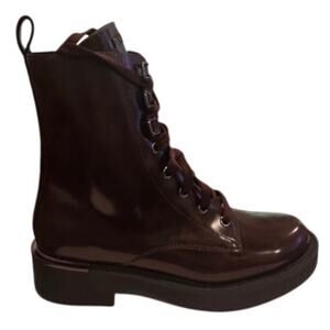 DKNY Talma Lace-Up Combat Boots in Burgundy Size 8